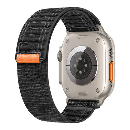 Wave-woven Apple Watch strap in navy for daily wear


