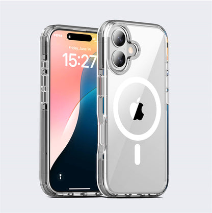 Durable transparent cover for iPhone 16 with shock-proof corner design

