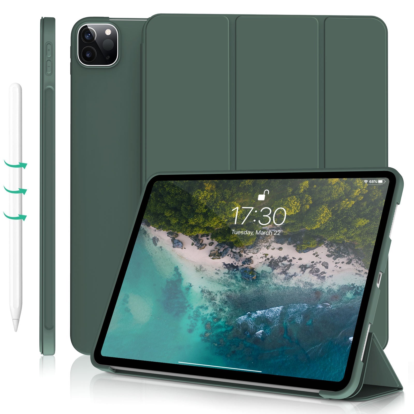 Apple Pencil holder close-up – SlateWrap iPad cover in grey

