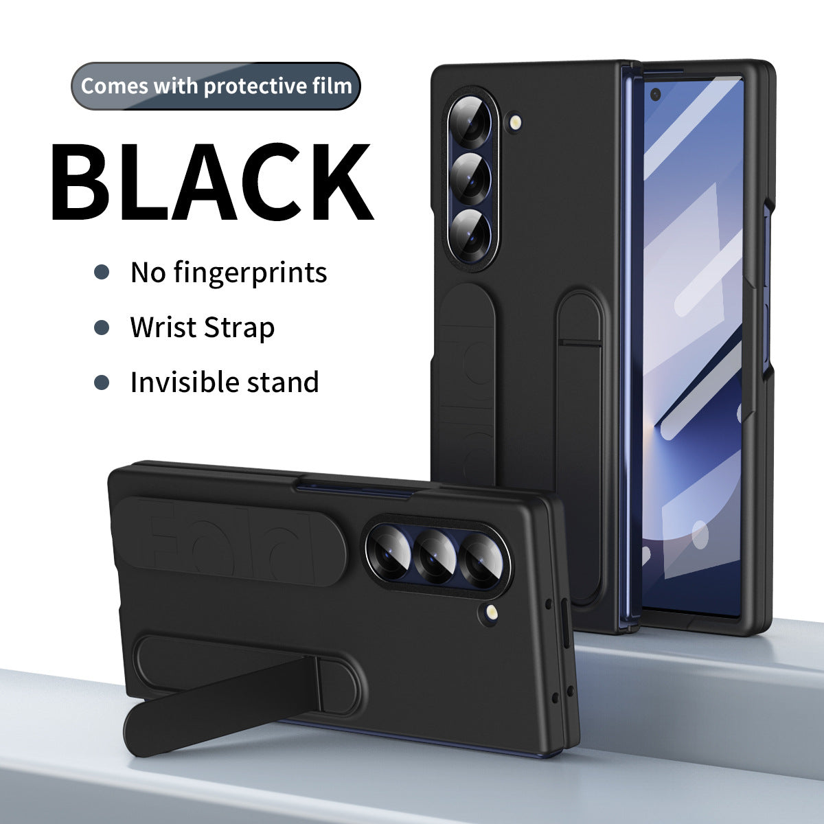 Matte blue FoldX Pro case with textured grip for Galaxy Fold 6

