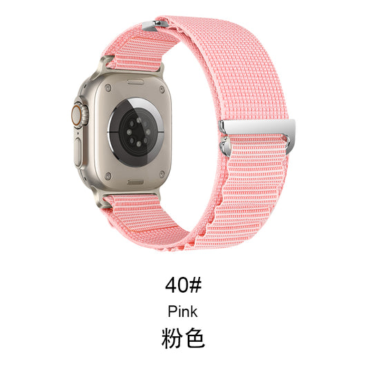 Rugged fabric loop band for Apple Watch, designed for comfort and grip

