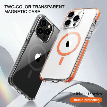 iPhone case with reinforced corners and built-in magnetic charging ring

