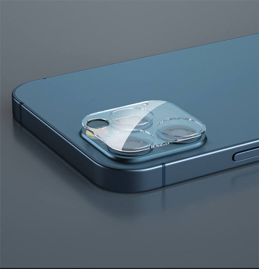 Crystal clear tempered glass camera protector close-up
