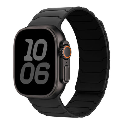 Tech-style Apple Watch strap with buckle-free wearability

