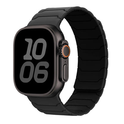 Tech-style Apple Watch strap with buckle-free wearability

