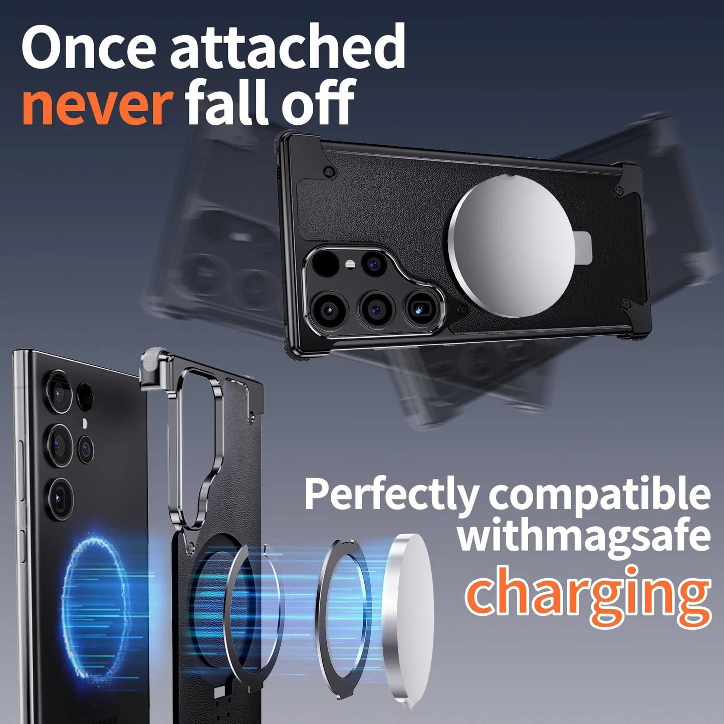 Samsung S24 Ultra case with textured anti-slip back and ring grip


