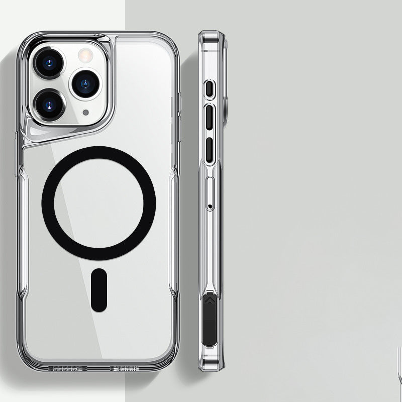 Side profile of slim iPhone case with textured grip and clear back

