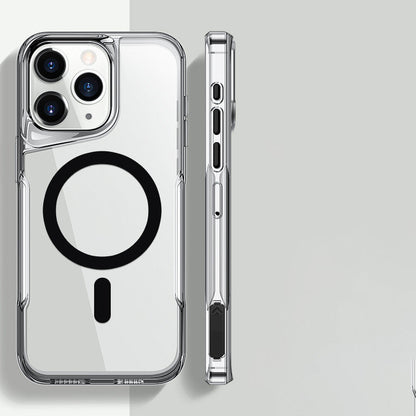 Side profile of slim iPhone case with textured grip and clear back

