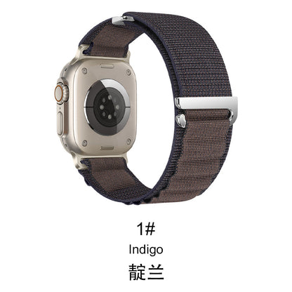 Stylish blue Apple Watch band with woven build for daily wear

