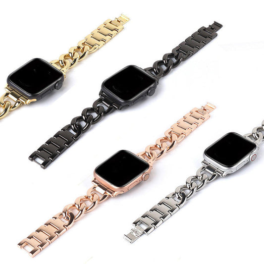UrbanMetal Loop band for Apple Watch in black and rose gold

