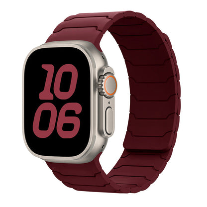Snap-lock magnetic Apple Watch strap in a tech-inspired design

