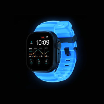 NightGlow silicone band for Apple Watch Ultra in flexible fit

