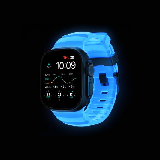 NightGlow silicone band for Apple Watch Ultra in flexible fit

