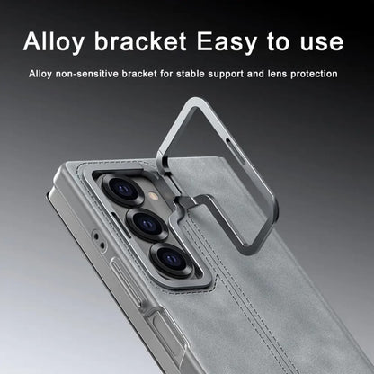 MagHold Luxe Z Fold6 cover in titanium grey with stitched detailing


