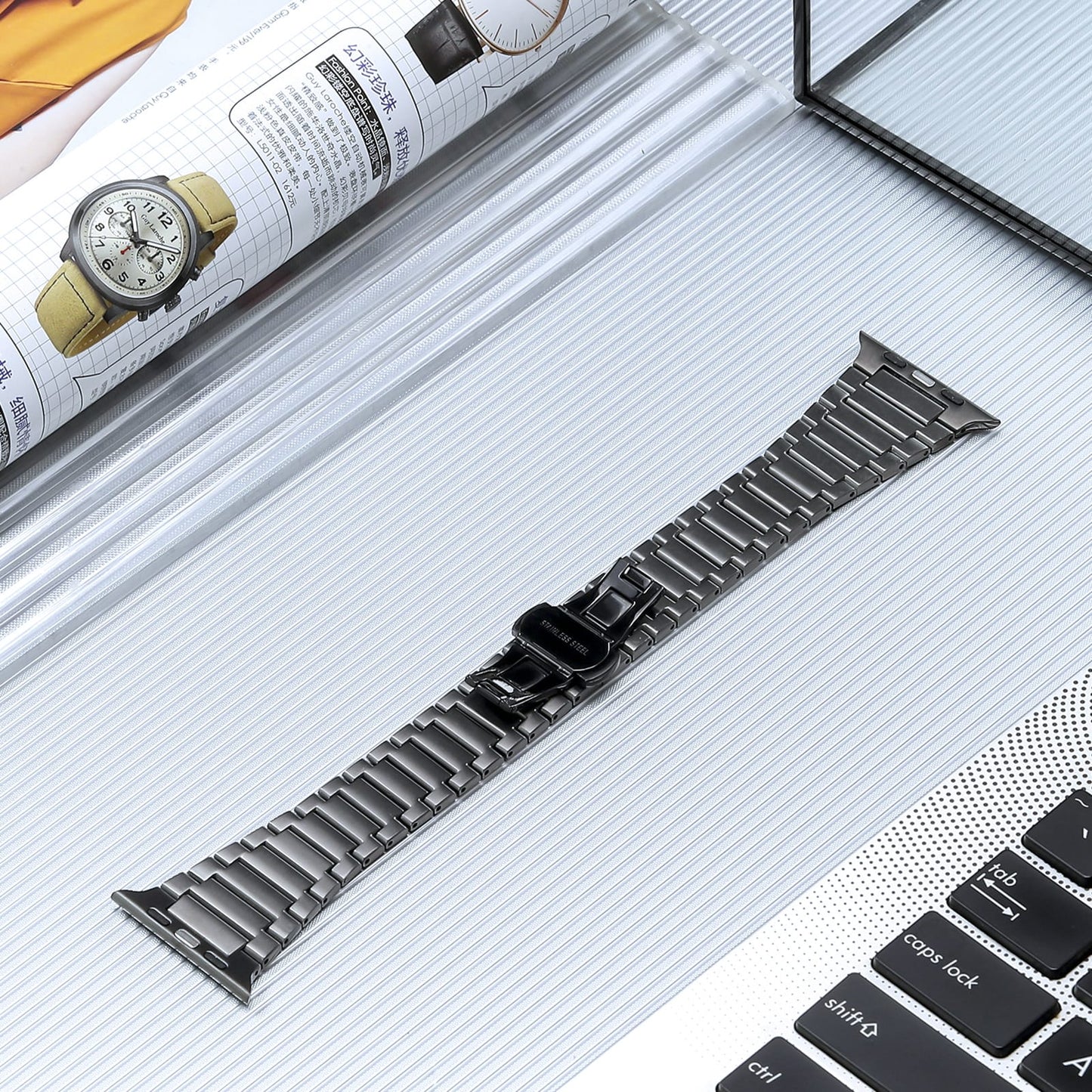 SteelStride strap for Apple Watch 44mm with scratch resistance

