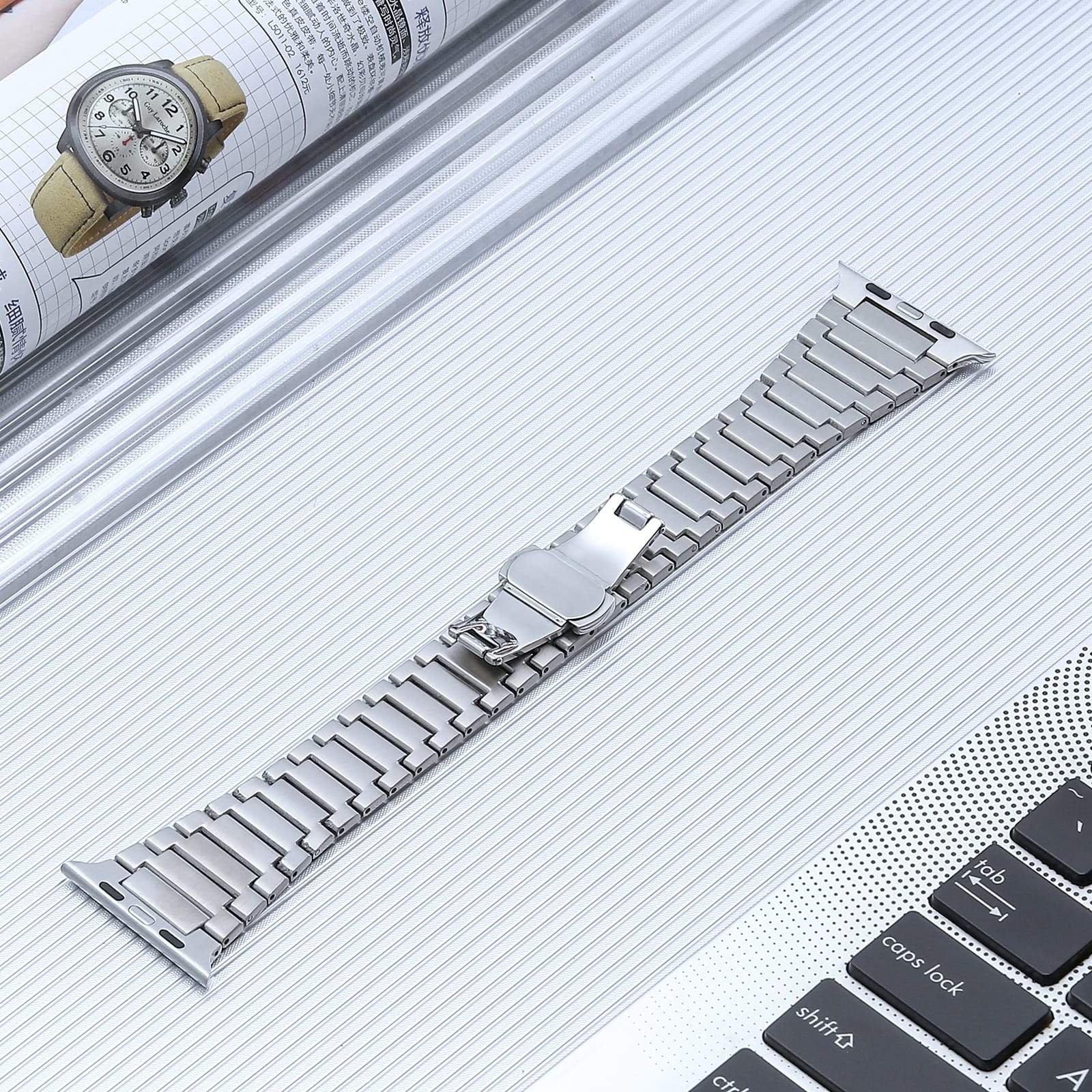 SteelStride brushed silver band with custom link fit

