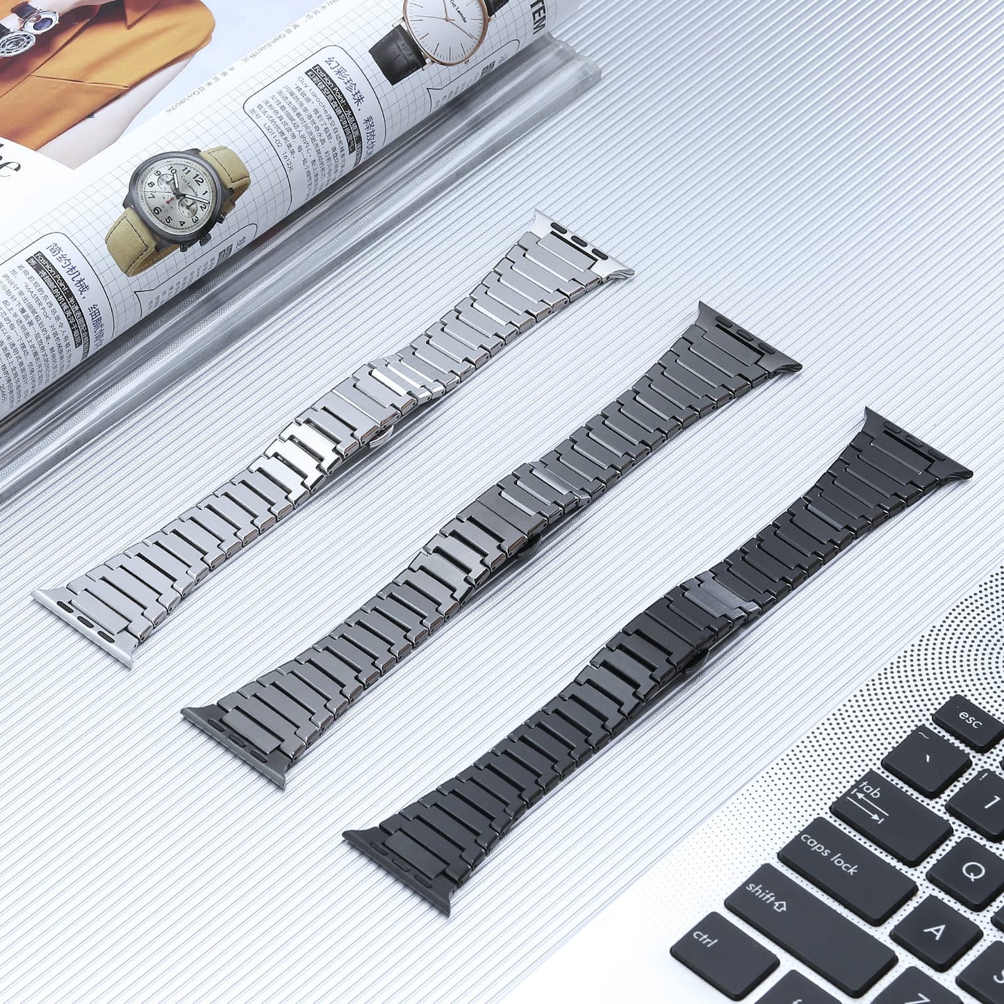 Premium Apple Watch Ultra band in gray steel finish

