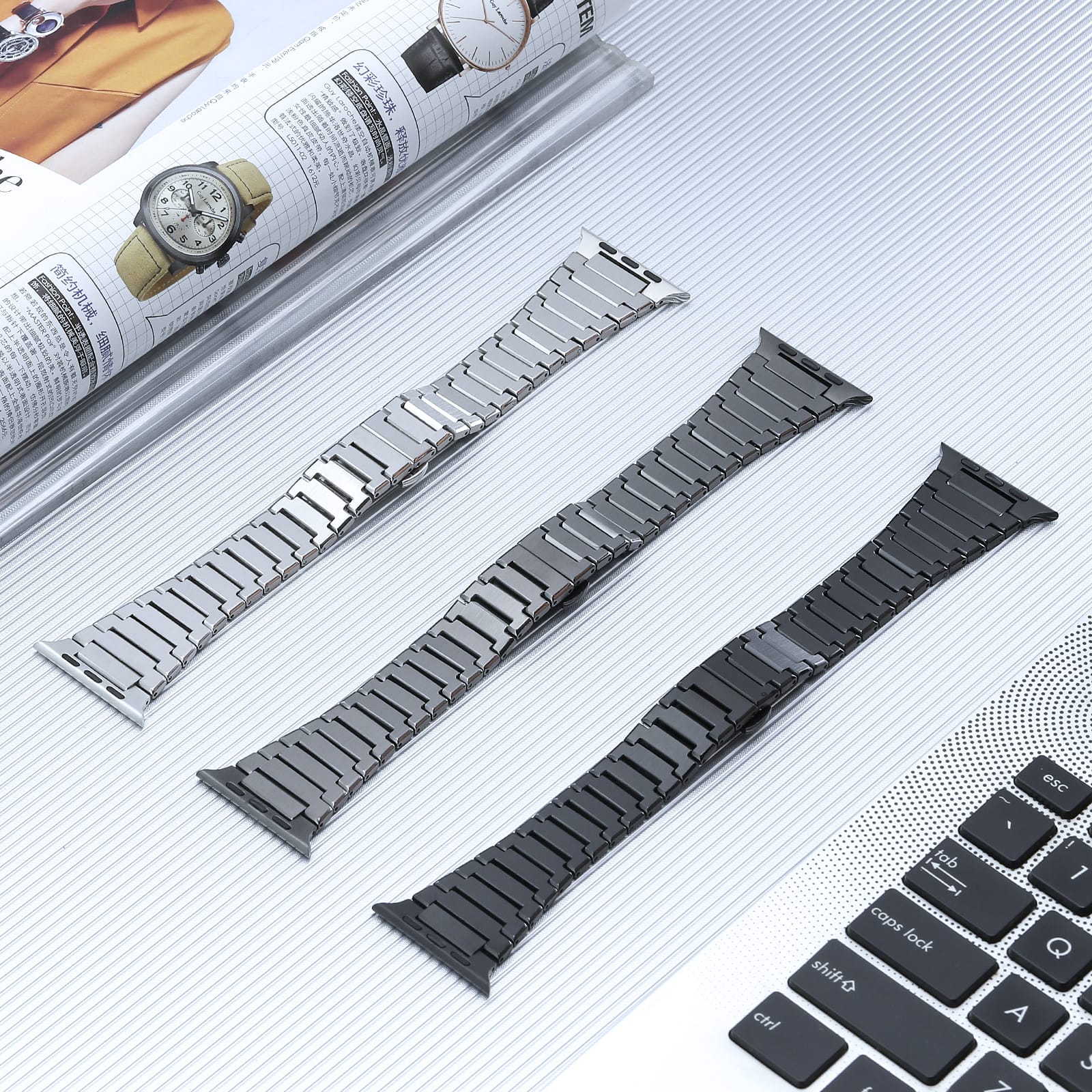Premium Apple Watch Ultra band in gray steel finish


