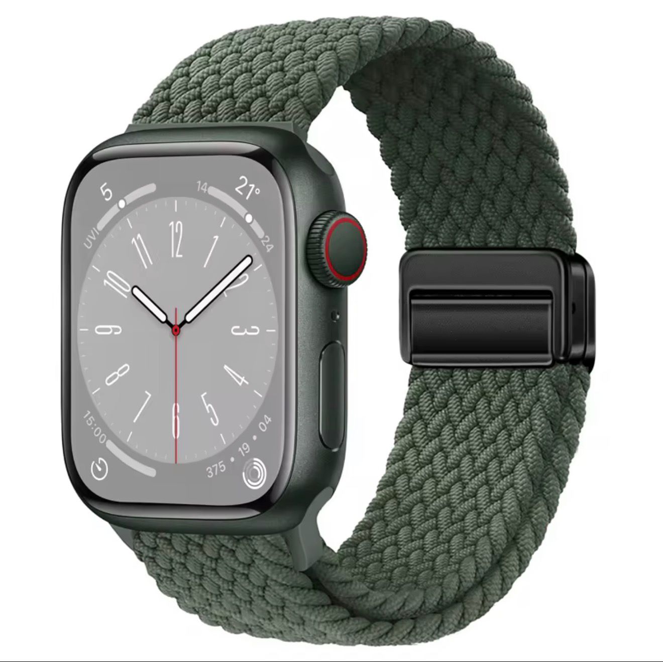 Blue, cream and orange braided Apple Watch strap made from premium woven nylon for Apple Watch Series and Ultra.
