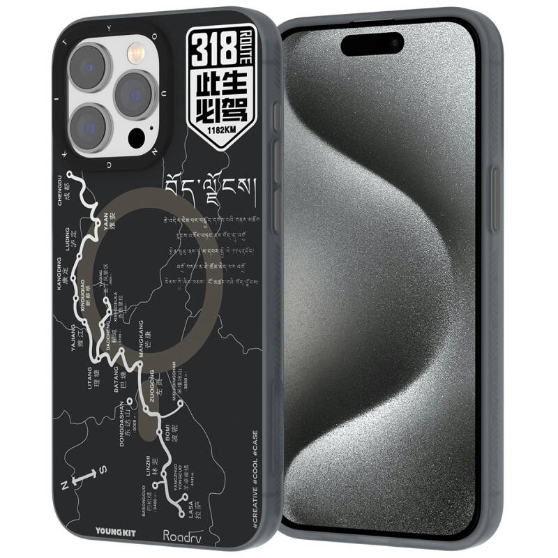 iPhone 13 Pro Max travel case with black matte map finish

