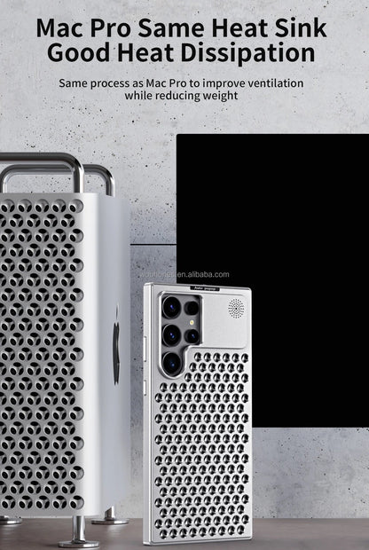 BreezeCage Case with raised camera protection and cooling feature

