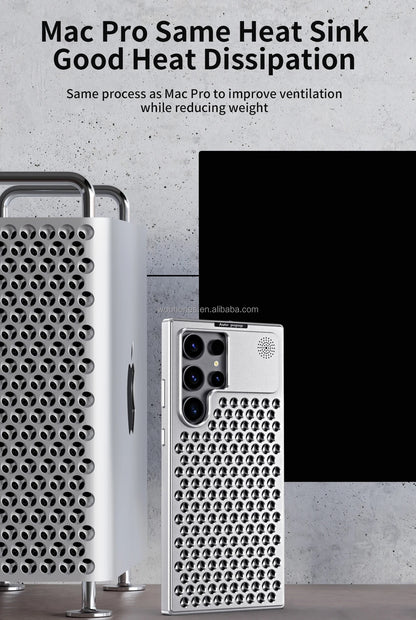 BreezeCage Case with raised camera protection and cooling feature

