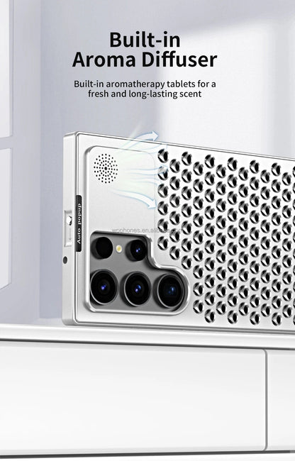 Cooling back cover for Galaxy S24 Ultra with airflow grille design

