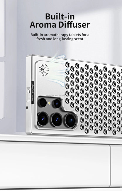Cooling back cover for Galaxy S24 Ultra with airflow grille design


