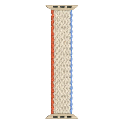 Stylish braided nylon Apple Watch strap featuring a premium tricolor woven design for daily wear.