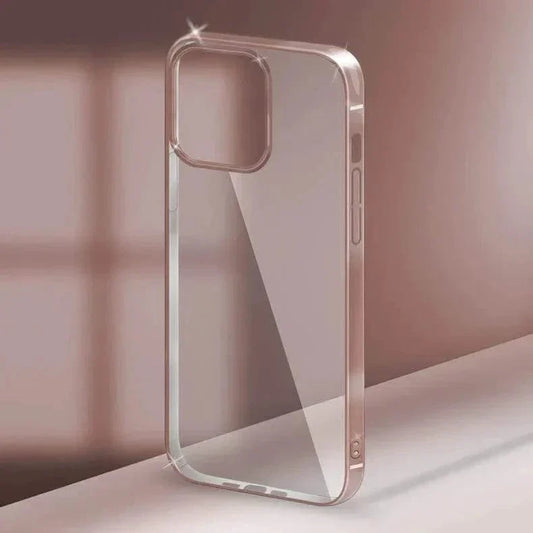 Crystal-clear iPhone case with metallic edge and anti-yellowing finish

