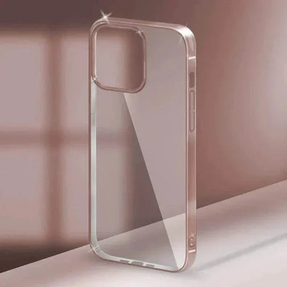Crystal-clear iPhone case with metallic edge and anti-yellowing finish

