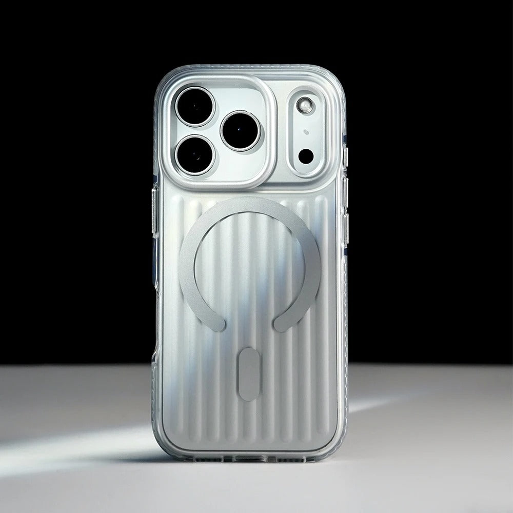 Side view of CoreRidge MagSafe iPhone 17 case with precise button cutouts