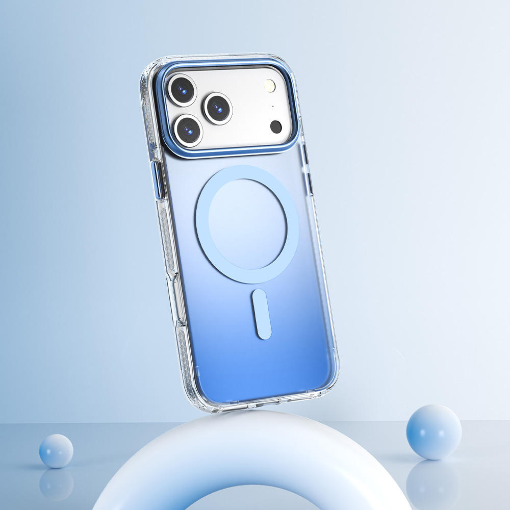 Blue gradient shockproof MagSafe case with clean, slim profile